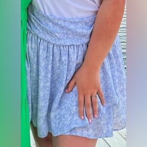 Light Blue Floral Flowy Skort